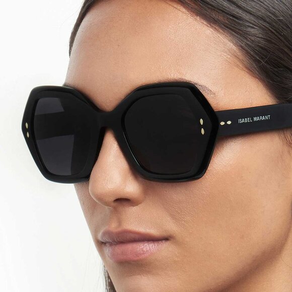 Isabel Marant IM 0107/G/S 0807 IR Sunglasses Black Geometric Frame, Grey Lenses main image 10